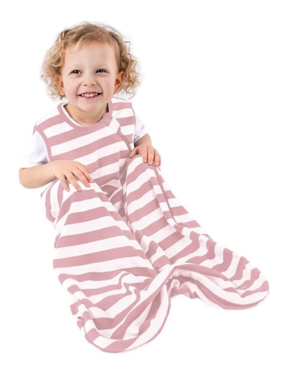 Woolino Ecolino Pink & White Striped Sleeveless Baby Sleep Sack 100% cotton